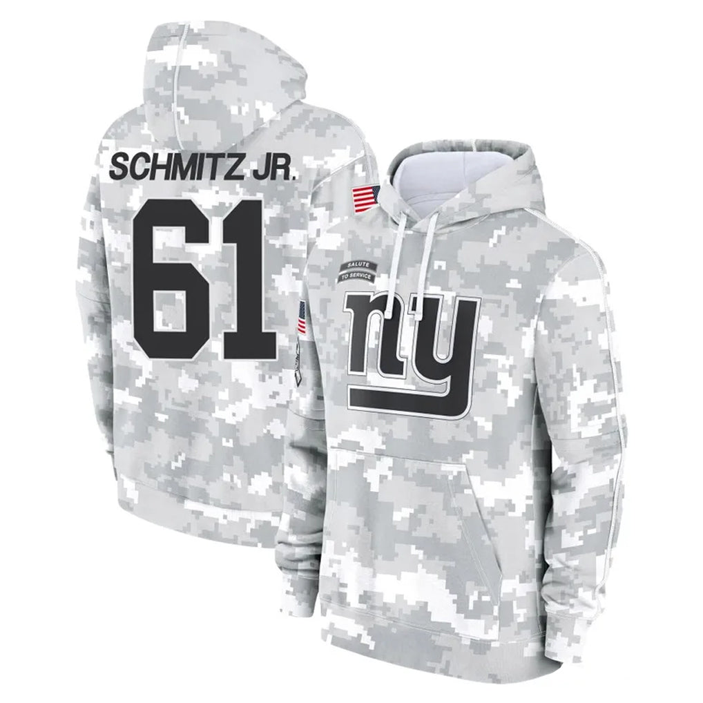 Johmsee NY.Giants #61 John Michael Schmitz Jr. Player Arctic Camo Salute to Service Pullover Hoodies Limited Game Stitched Jerseys