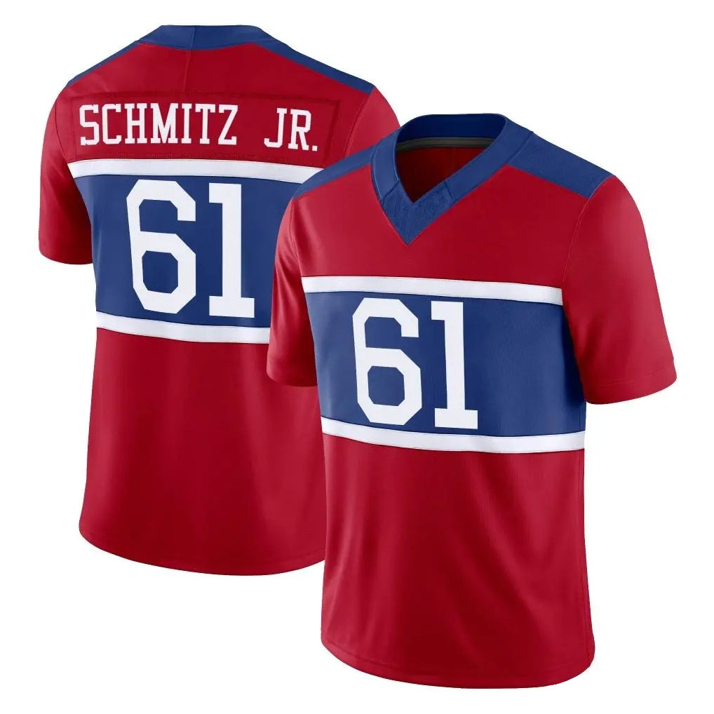 Johmsee NY.Giants #61 John Michael Schmitz Jr. Player Red Century Vapor F.U.S.E. Home Game Stitched Jerseys