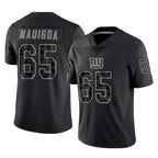 Johmsee NY.Giants #65 Francis Mauigoa Player Black Limited Reflective Home Game Stitched Jerseys