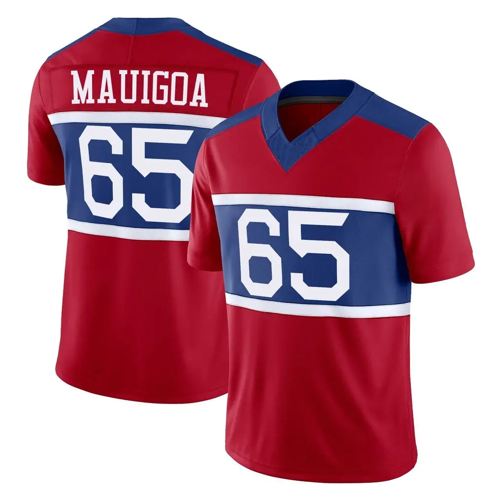 Johmsee NY.Giants #65 Francis Mauigoa Player Red Century Vapor F.U.S.E. Home Game Stitched Jerseys