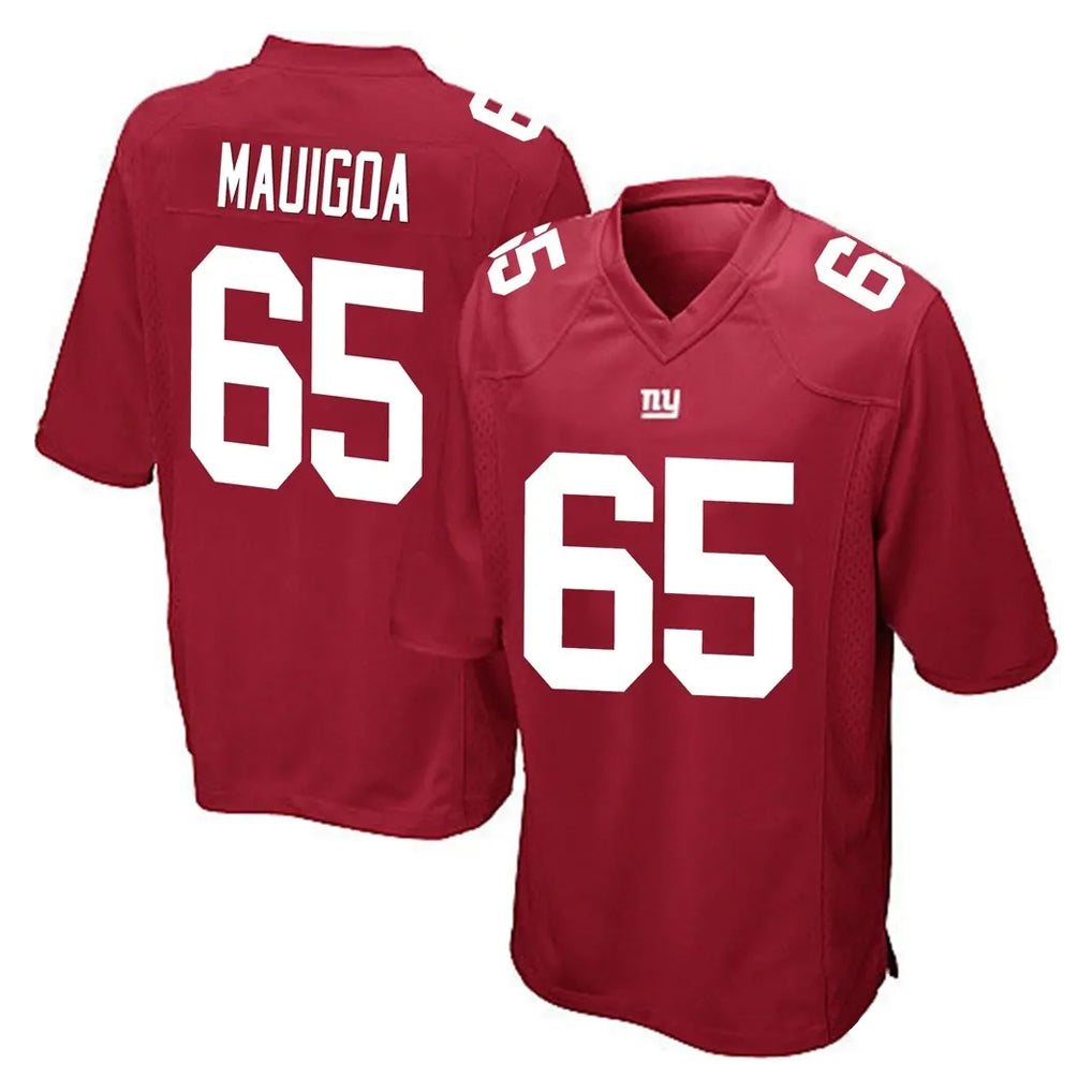 Johmsee NY.Giants #65 Francis Mauigoa Player Red Home Game Stitched Jerseys