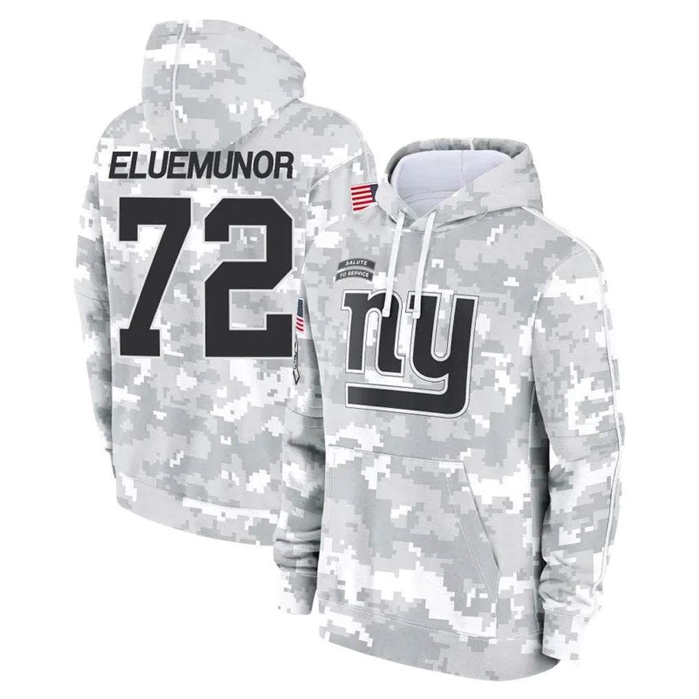 Johmsee NY.Giants #72 Jermaine Eluemunor Player Arctic Camo Salute to Service Pullover Hoodies Limited Game Stitched Jerseys
