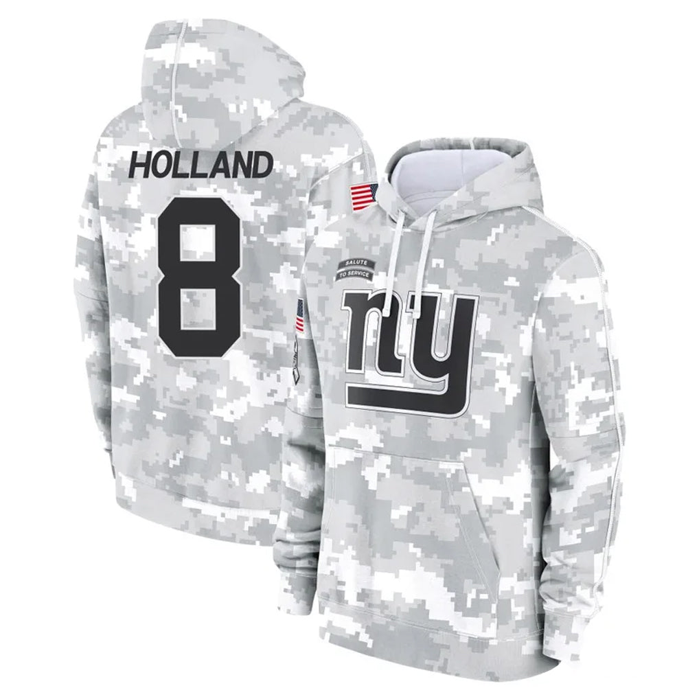 Johmsee NY.Giants #8 Jevon Holland Player Arctic Camo Salute to Service Pullover Hoodies Limited Game Stitched Jerseys