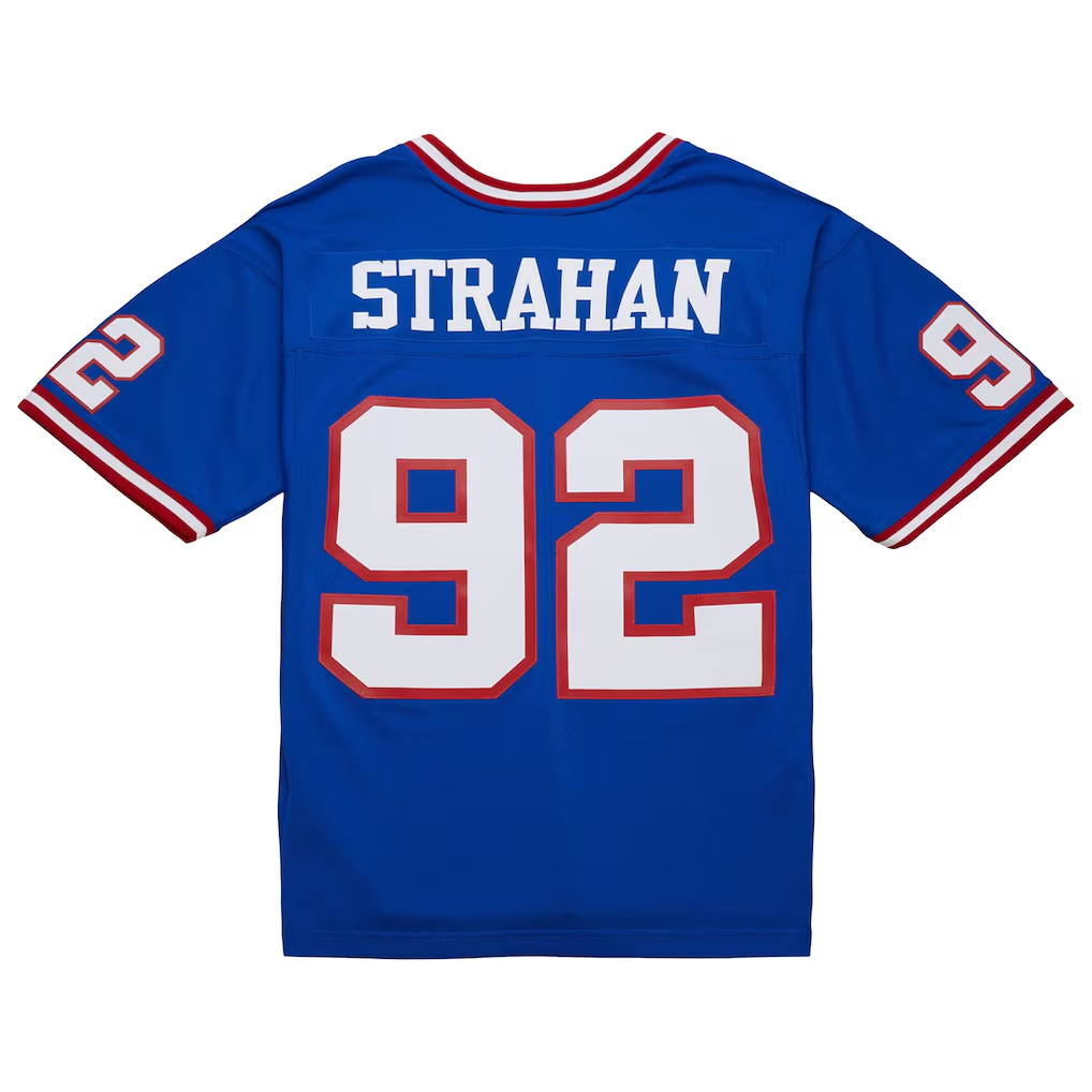 Johmsee NY.Giants #92 Michael Strahan Mitchell & Ness Royal Big & Tall 1993 Retired Player Replica Stitched Puhic Jersey
