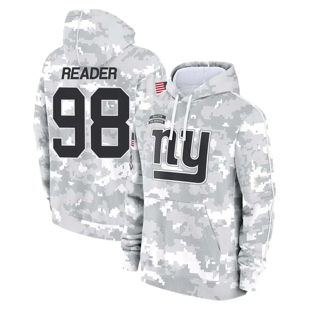 Johmsee NY.Giants #98 DJ Reader Player Arctic Camo Salute to Service Pullover Hoodies Limited Game Stitched Jerseys