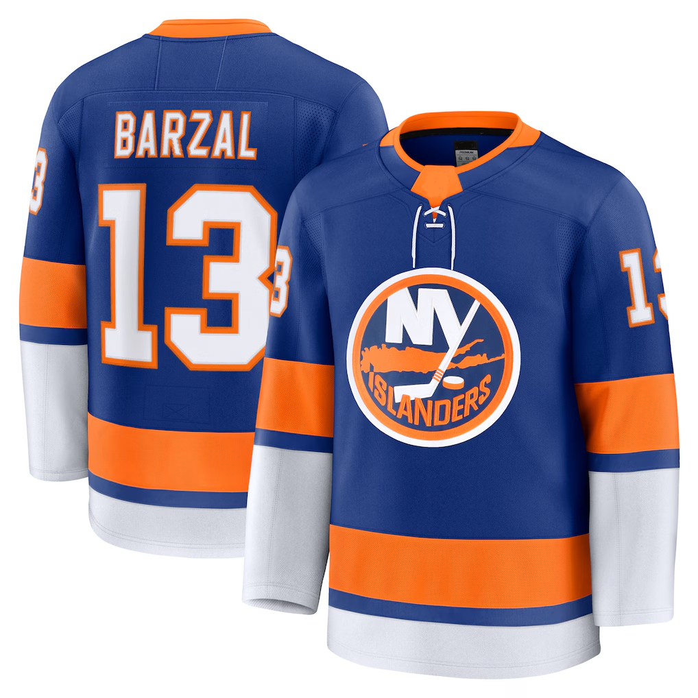 Johmsee NY.Islanders #13 Mathew Barzal Royal Home Premium Jerseys