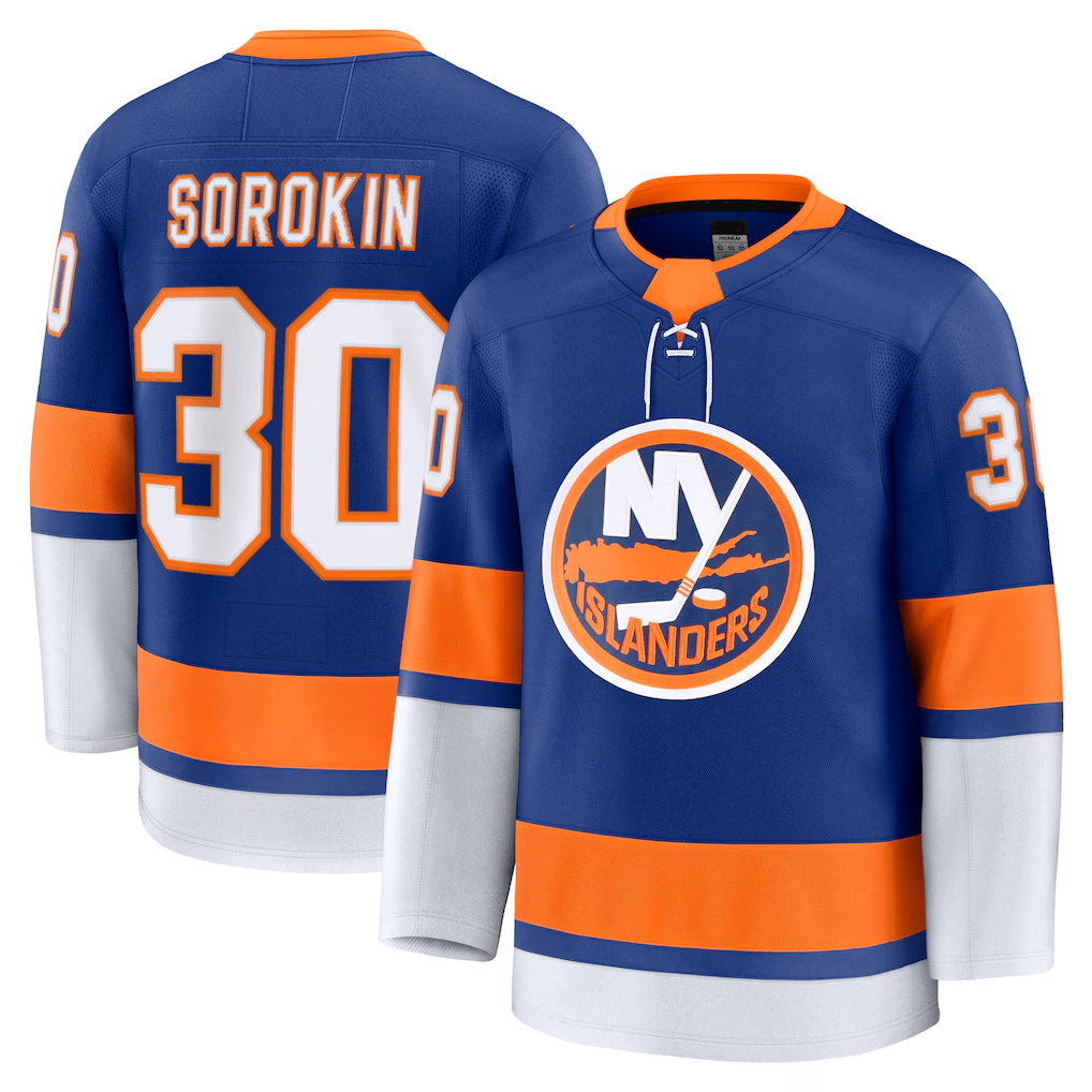 Johmsee NY.Islanders #30 Ilya Sorokin Royal Home Premium Jerseys