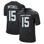 Johmsee NY.Jets #15 Adonai Mitchell Player Stealth Black Home Game Stitched Jerseys