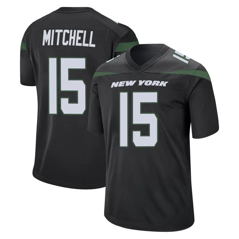 Johmsee NY.Jets #15 Adonai Mitchell Player Stealth Black Home Game Stitched Jerseys