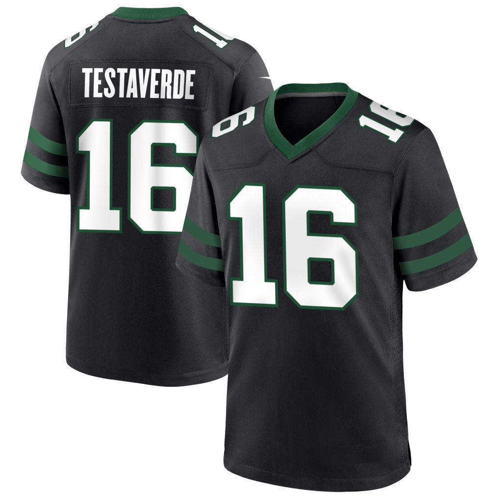 Johmsee NY.Jets #16 Vinny Testaverde Player Black Home Game Stitched Jerseys