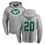 Johmsee NY.Jets #20 Breece Hall Player Gray LOGO Pullover Hoodies Limited Game Stitched Jerseys