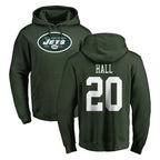Johmsee NY.Jets #20 Breece Hall Player Green LOGO Pullover Hoodies Limited Game Stitched Jerseys