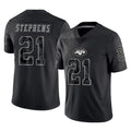 Johmsee NY.Jets #21 Brandon Stephens Player Stealth Black Limited Reflective Home Game Stitched Jerseys