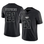 Johmsee NY.Jets #21 Brandon Stephens Player Stealth Black Limited Reflective Home Game Stitched Jerseys