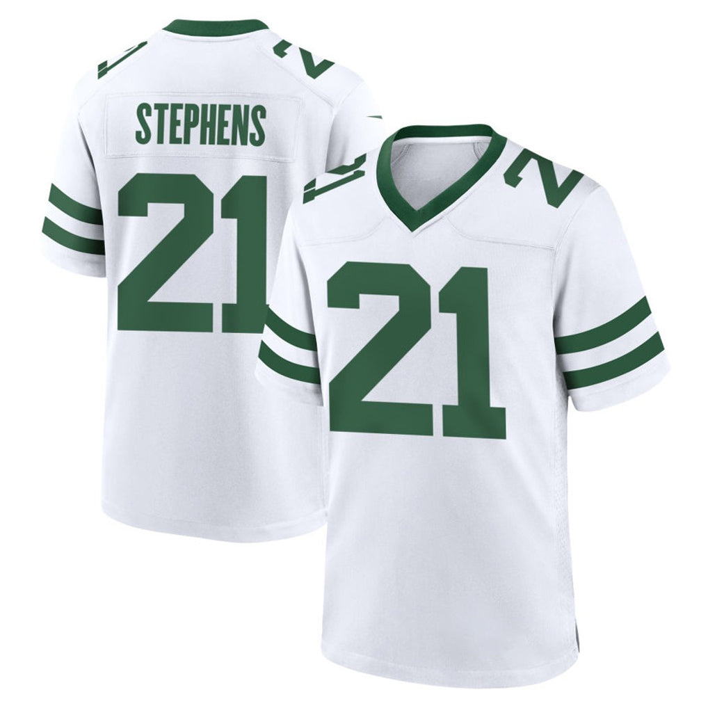 Johmsee NY.Jets #21 Brandon Stephens Player White Legacy Home Game Stitched Jerseys