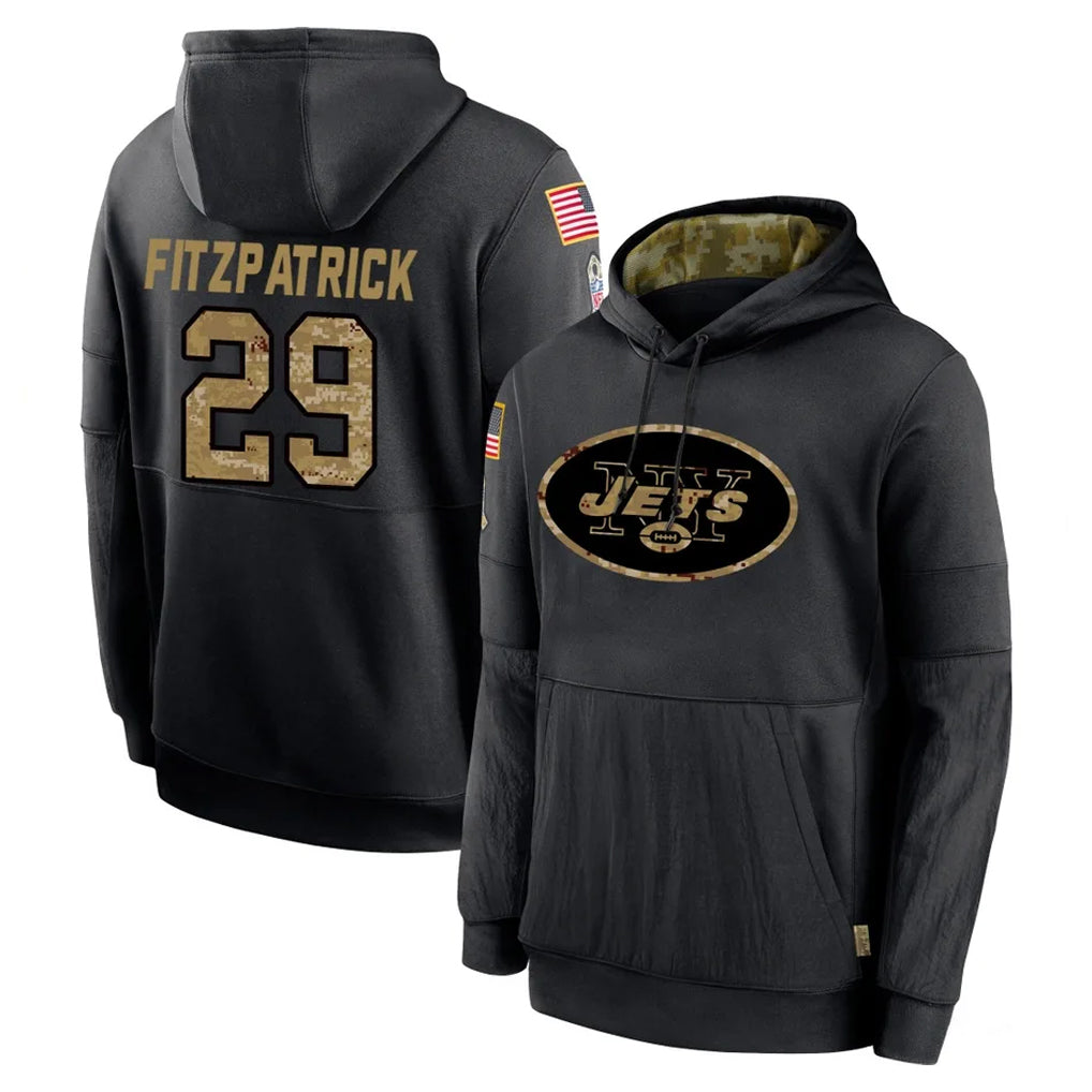 Johmsee NY.Jets #29 Minkah Fitzpatrick Player Black Salute to Service Hoodies Limited Game Stitched Jerseys