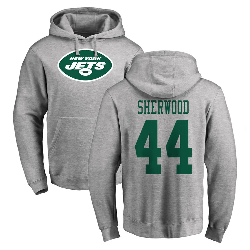 Johmsee NY.Jets #44 Jamien Sherwood Player Gray LOGO Pullover Hoodies Limited Game Stitched Jerseys