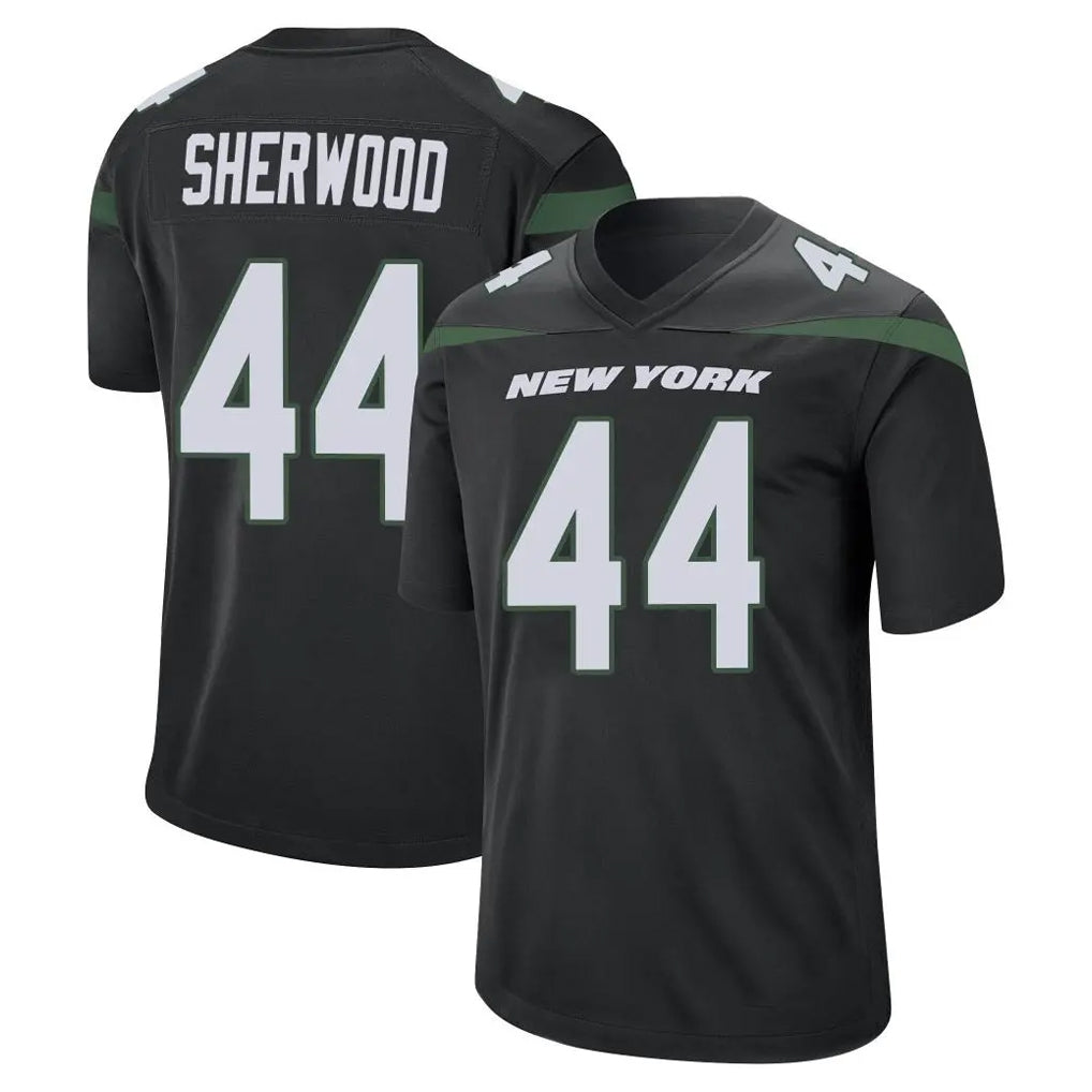Johmsee NY.Jets #44 Jamien Sherwood Player Stealth Black Home Game Stitched Jerseys