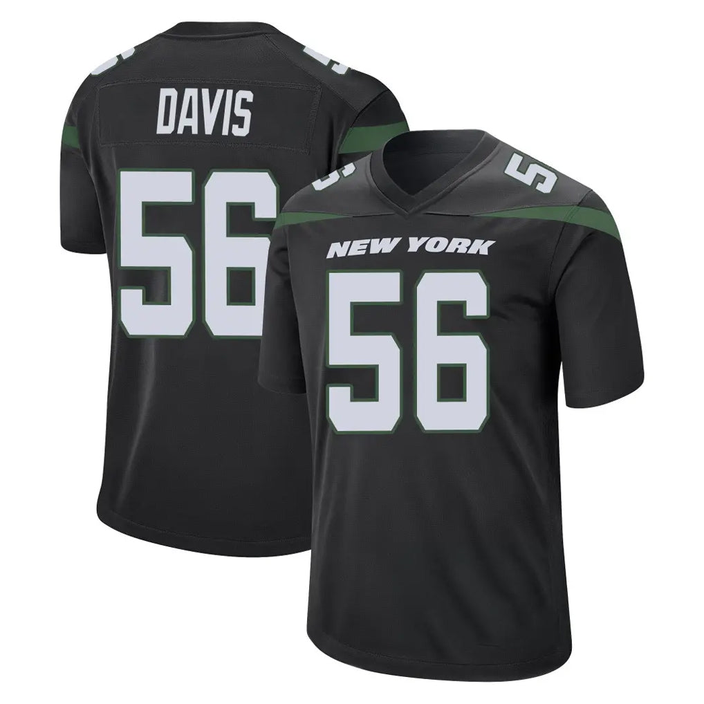 Johmsee NY.Jets #56 Demario Davis Player Stealth Black Home Game Stitched Jerseys
