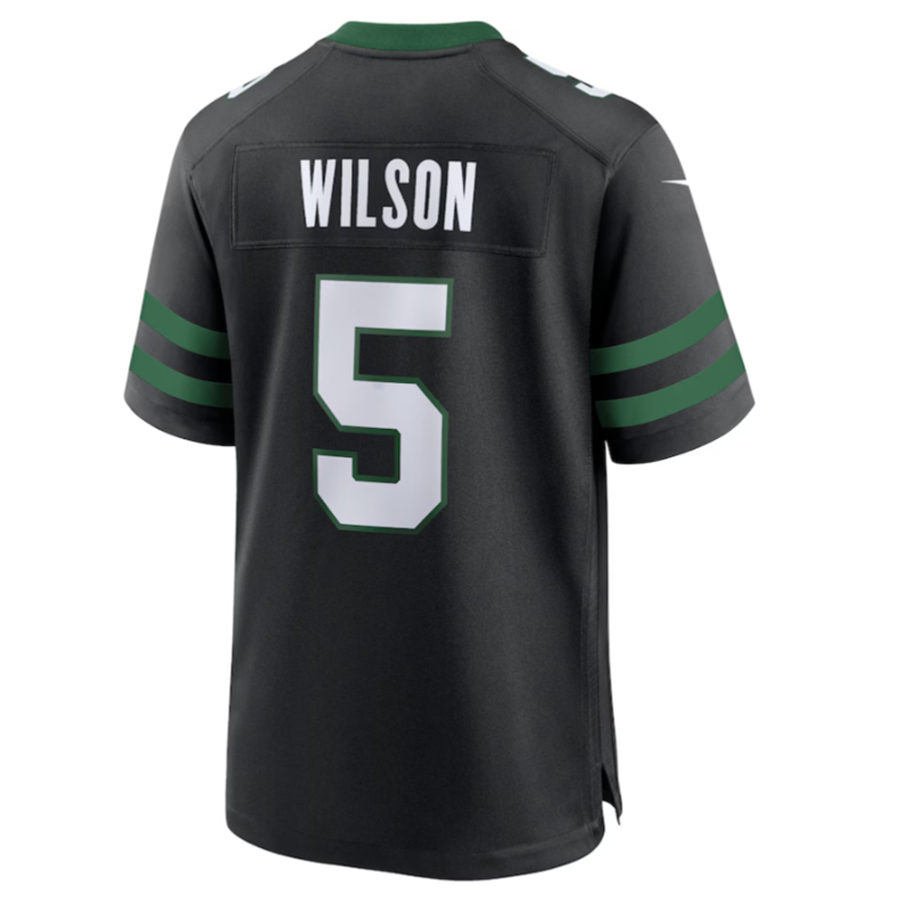 Johmsee NY.Jets #5 Garrett Wilson Legacy Black Game Jersey Stitched American Stitched Jerseys