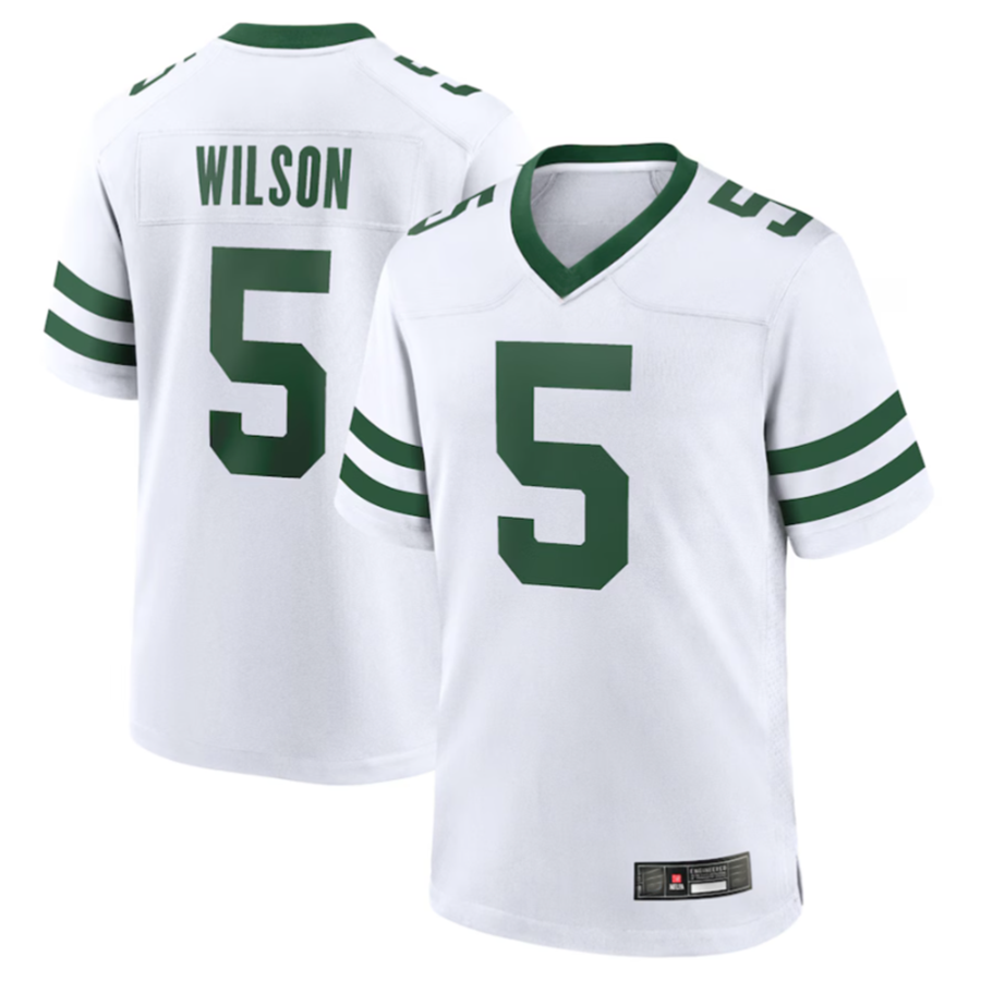 Johmsee NY.Jets #5 Garrett Wilson Legacy White Game Jersey Stitched American Stitched Jersey