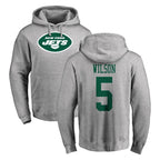 Johmsee NY.Jets #5 Garrett Wilson Player Gray LOGO Pullover Hoodies Limited Game Stitched Jerseys