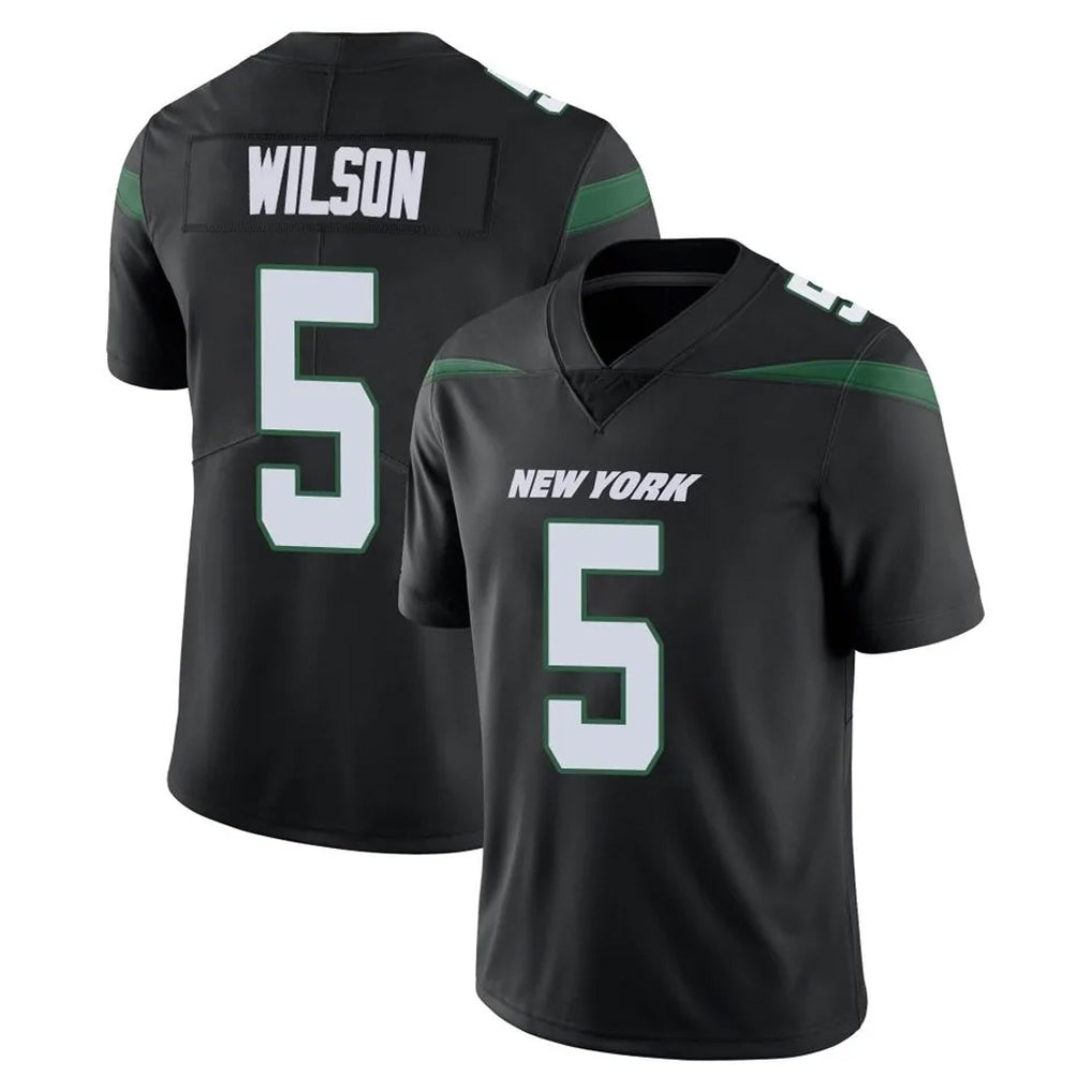Johmsee NY.Jets #5 Garrett Wilson Player Stealth Black Limited Vapor Home Game Stitched Jerseys