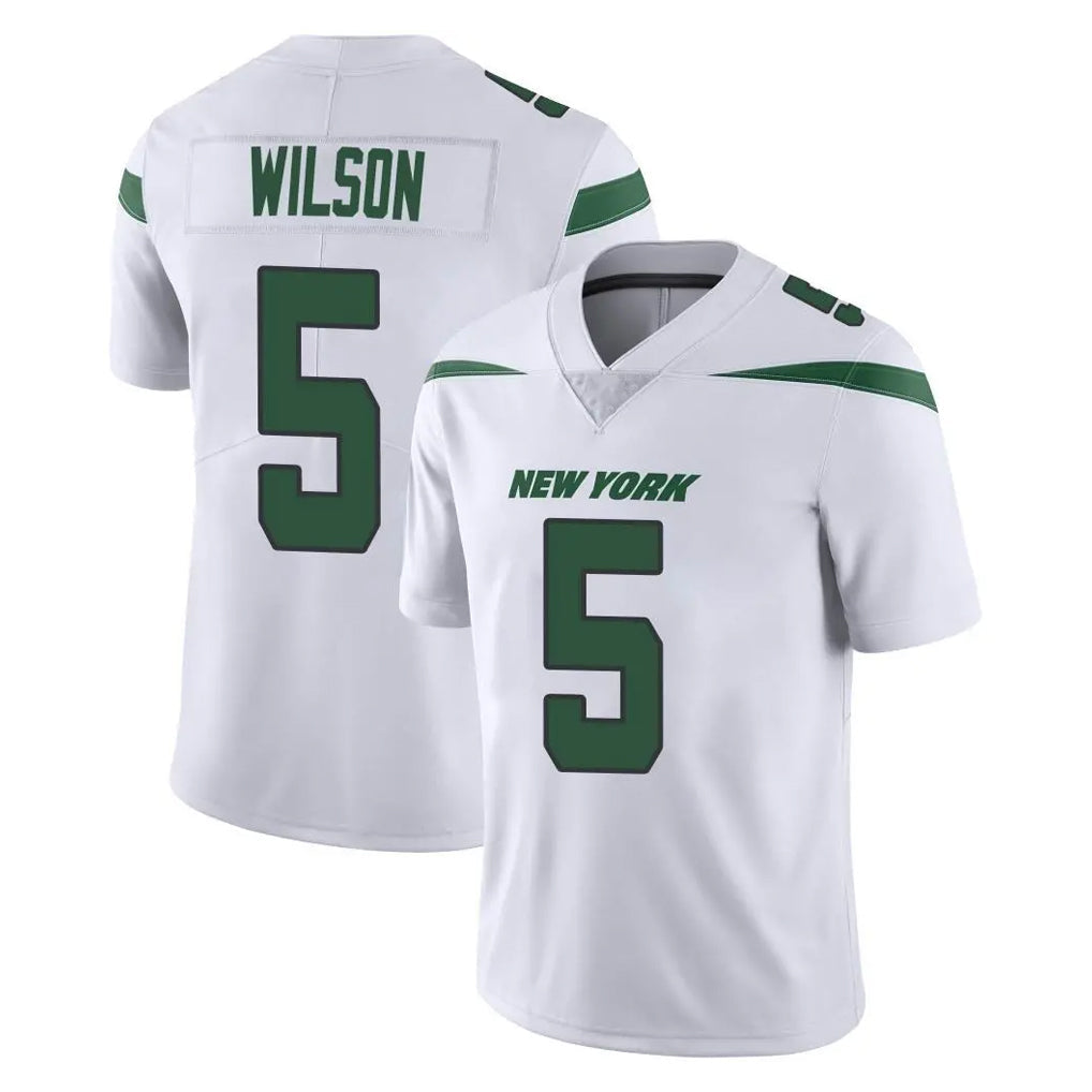 Johmsee NY.Jets #5 Garrett Wilson Player White Spotlight Limited Vapor Home Game Stitched Jerseys