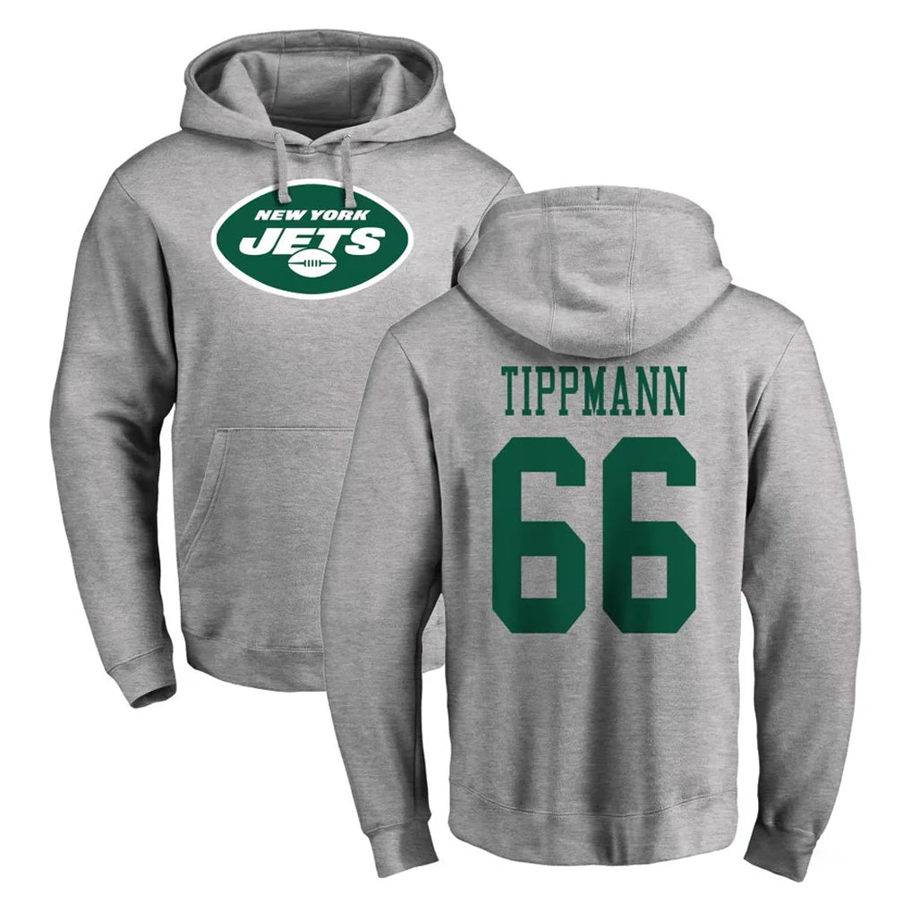 Johmsee NY.Jets #66 Joe Tippmann Player Gray LOGO Pullover Hoodies Limited Game Stitched Jerseys