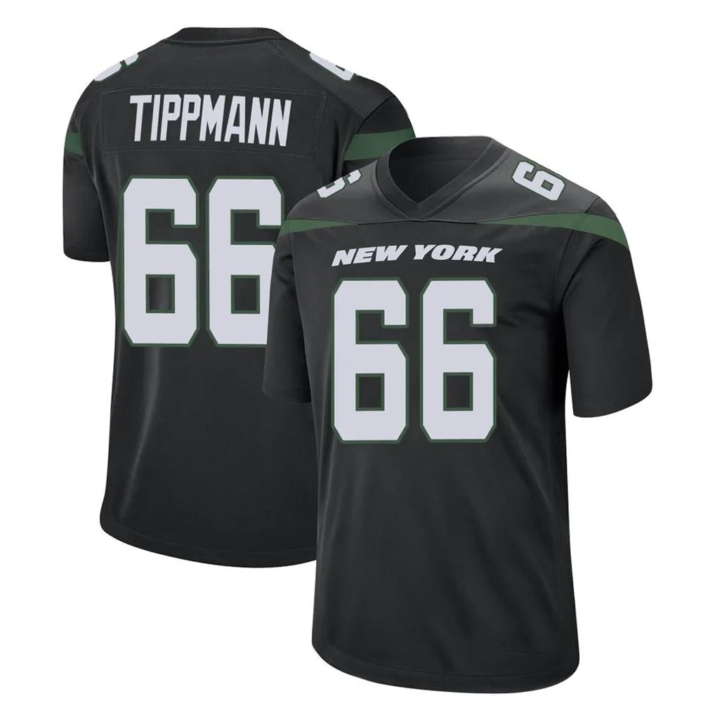 Johmsee NY.Jets #66 Joe Tippmann Player Stealth Black Home Game Stitched Jerseys