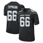 Johmsee NY.Jets #66 Joe Tippmann Player Stealth Black Home Game Stitched Jerseys