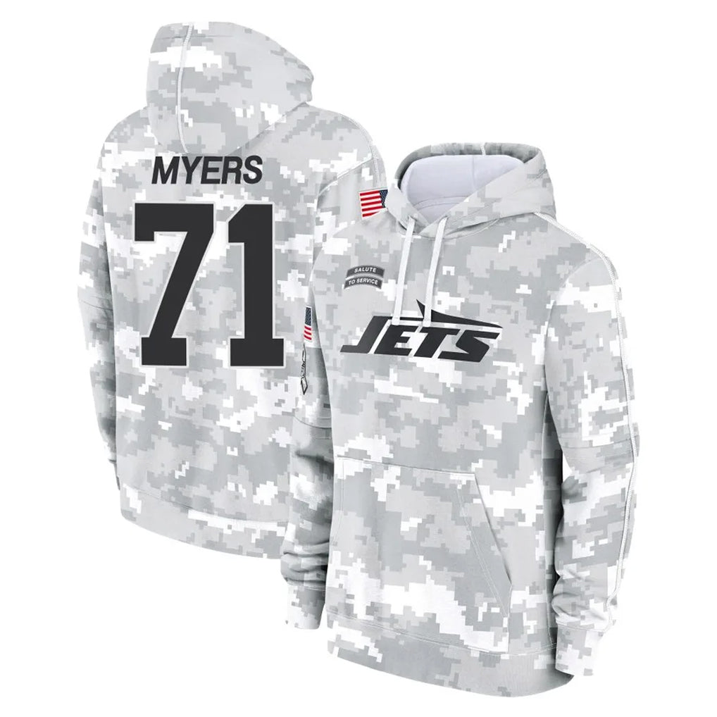 Johmsee NY.Jets #71 Josh Myers Player Arctic Camo Salute to Service Pullover Hoodies Limited Game Stitched Jerseys