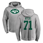 Johmsee NY.Jets #71 Josh Myers Player Gray LOGO Pullover Hoodies Limited Game Stitched Jerseys
