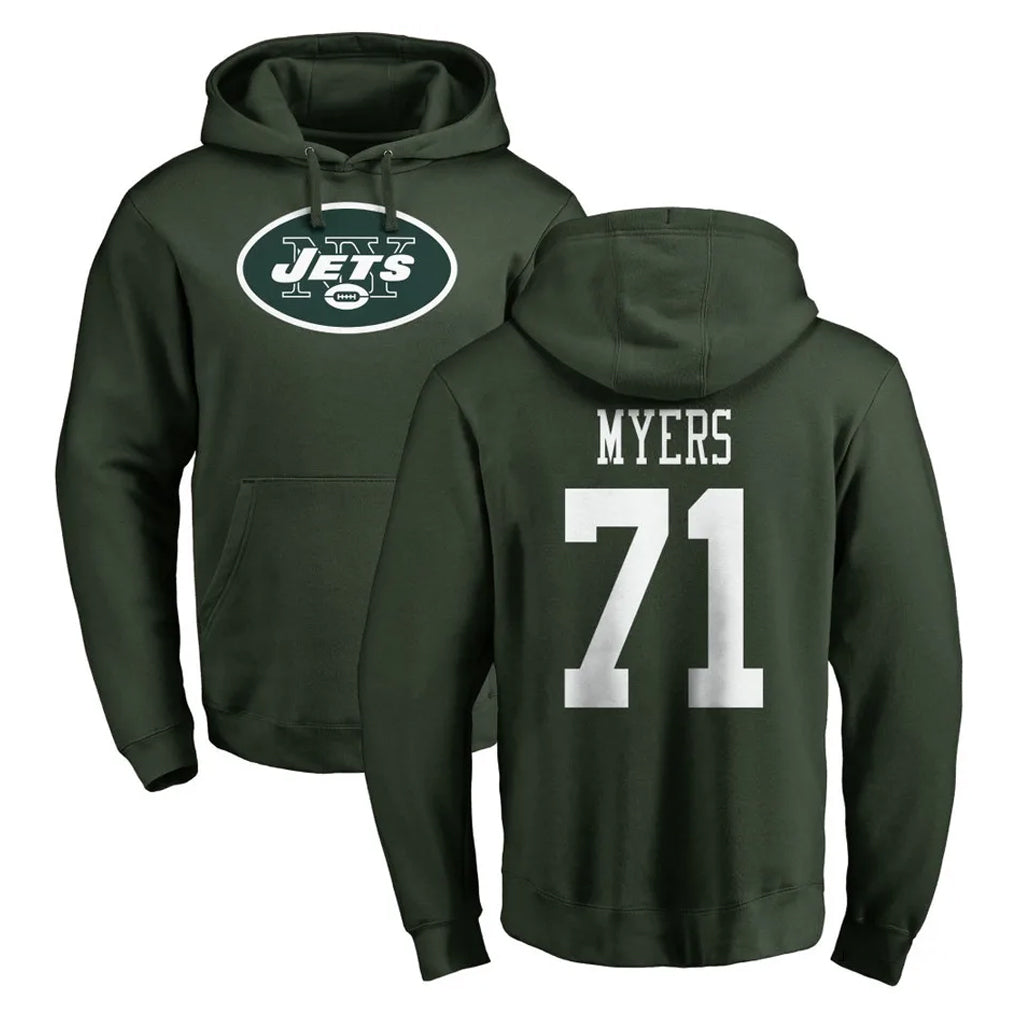 Johmsee NY.Jets #71 Josh Myers Player Green LOGO Pullover Hoodies Limited Game Stitched Jerseys