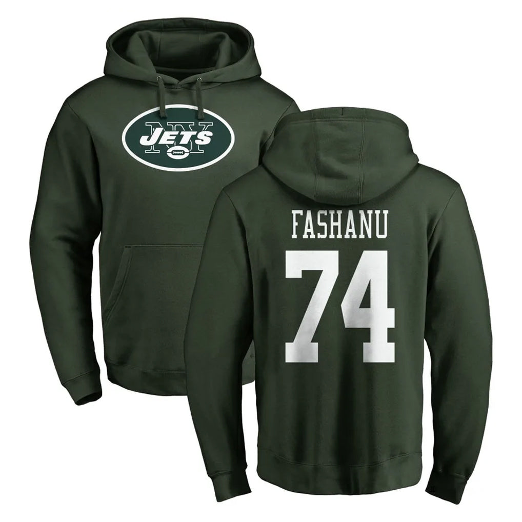 Johmsee NY.Jets #74 Olu Fashanu Player Green LOGO Pullover Hoodies Limited Game Stitched Jerseys