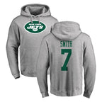 Johmsee NY.Jets #7 Geno Smith Player Gray LOGO Pullover Hoodies Limited Game Stitched Jerseys