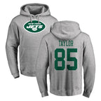 Johmsee NY.Jets #85 Mason Taylor Player Gray LOGO Pullover Hoodies Limited Game Stitched Jerseys