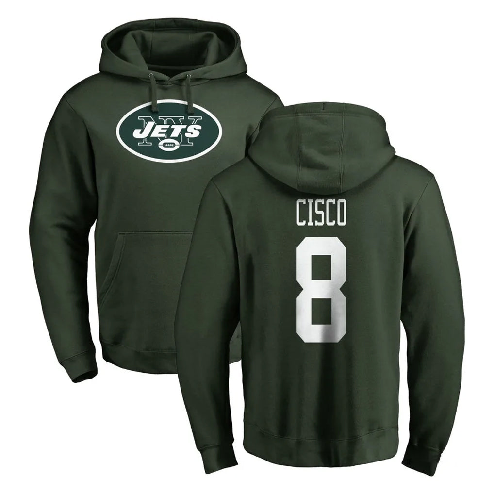 Johmsee NY.Jets #8 Andre Cisco Player Green LOGO Pullover Hoodies Limited Game Stitched Jerseys