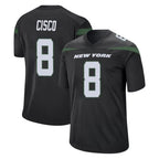 Johmsee NY.Jets #8 Andre Cisco Player Stealth Black Home Game Stitched Jerseys