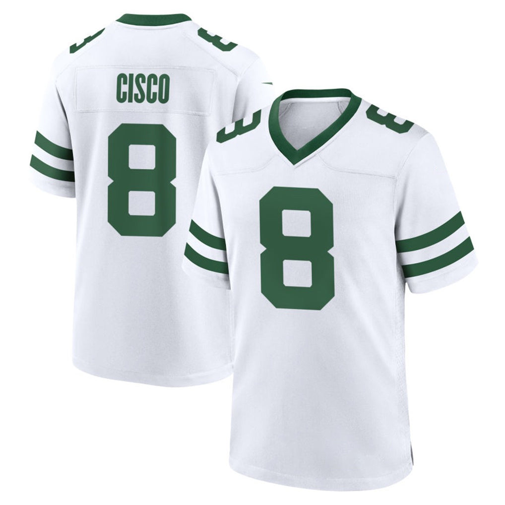 Johmsee NY.Jets #8 Andre Cisco Player White Legacy Home Game Stitched Jerseys
