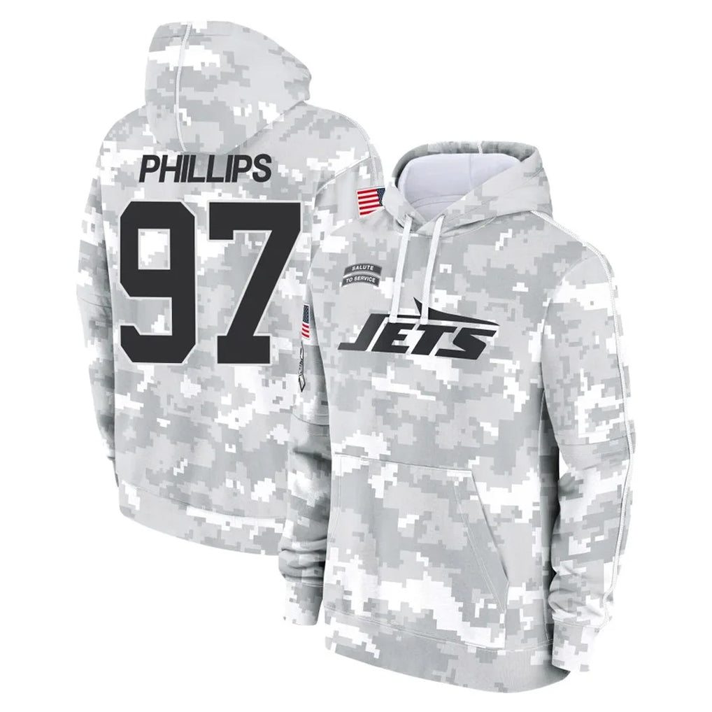 Johmsee NY.Jets #97 Harrison Phillips Player Arctic Camo Salute to Service Pullover Hoodies Limited Game Stitched Jerseys