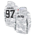 Johmsee NY.Jets #97 Harrison Phillips Player Arctic Camo Salute to Service Pullover Hoodies Limited Game Stitched Jerseys