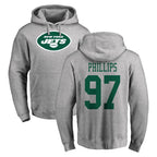 Johmsee NY.Jets #97 Harrison Phillips Player Gray LOGO Pullover Hoodies Limited Game Stitched Jerseys