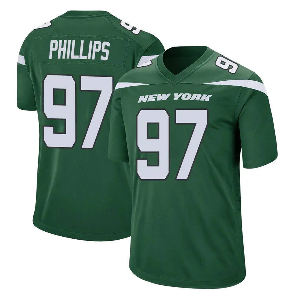 Johmsee NY.Jets #97 Harrison Phillips Player Green Home Game Stitched Jerseys
