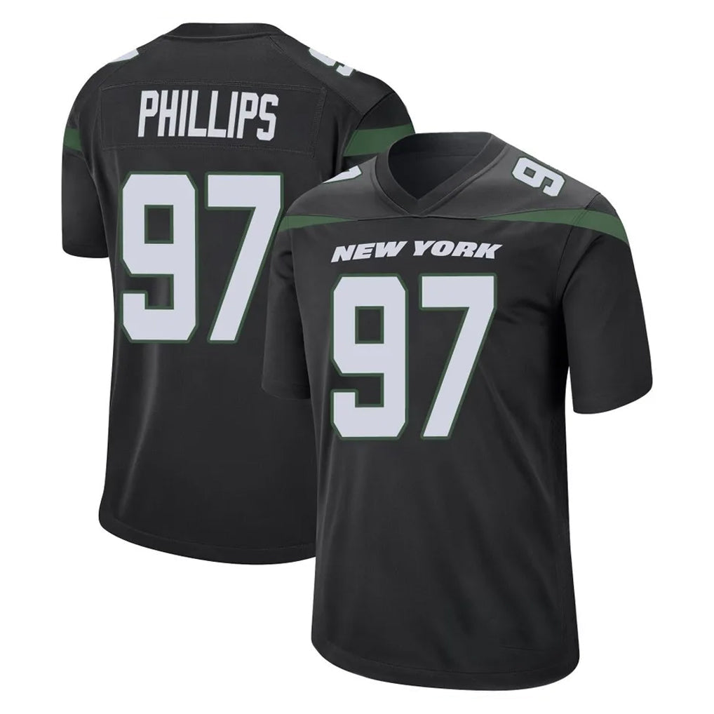 Johmsee NY.Jets #97 Harrison Phillips Player Stealth Black Home Game Stitched Jerseys