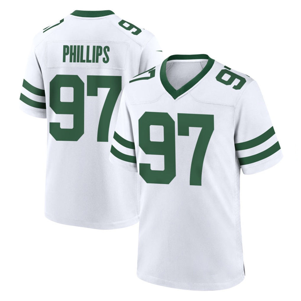 Johmsee NY.Jets #97 Harrison Phillips Player White Legacy Home Game Stitched Jerseys