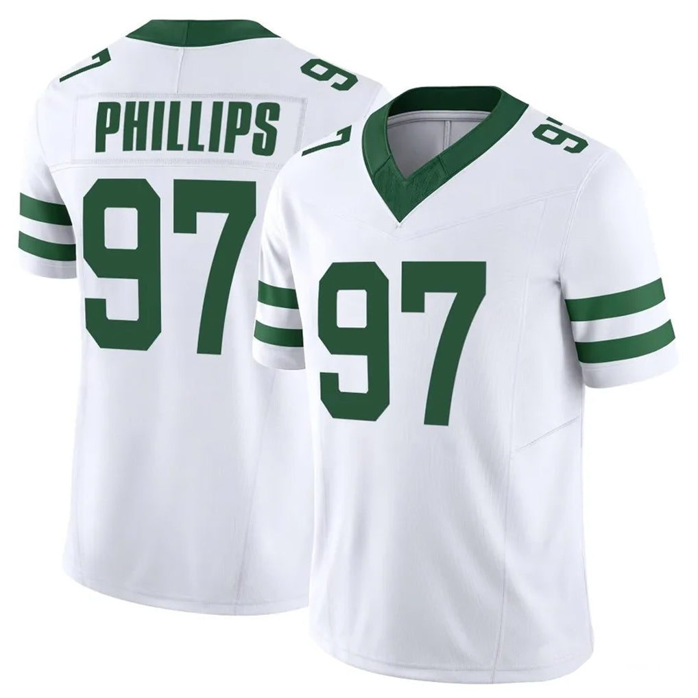 Johmsee NY.Jets #97 Harrison Phillips Player White Legacy Limited Vapor F.U.S.E. Home Game Stitched Jerseys