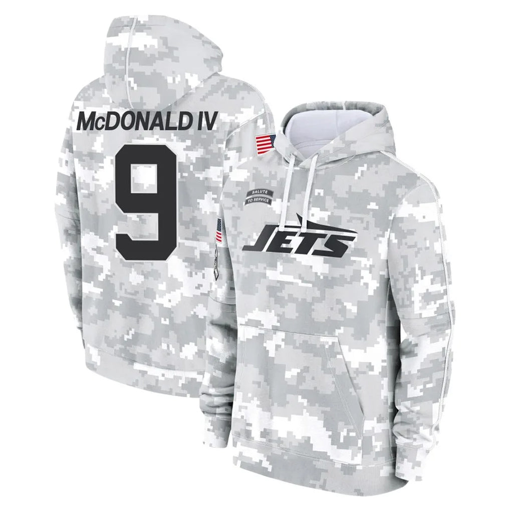 Johmsee NY.Jets #9 Will McDonald IV Player Arctic Camo Salute to Service Pullover Hoodies Limited Game Stitched Jerseys