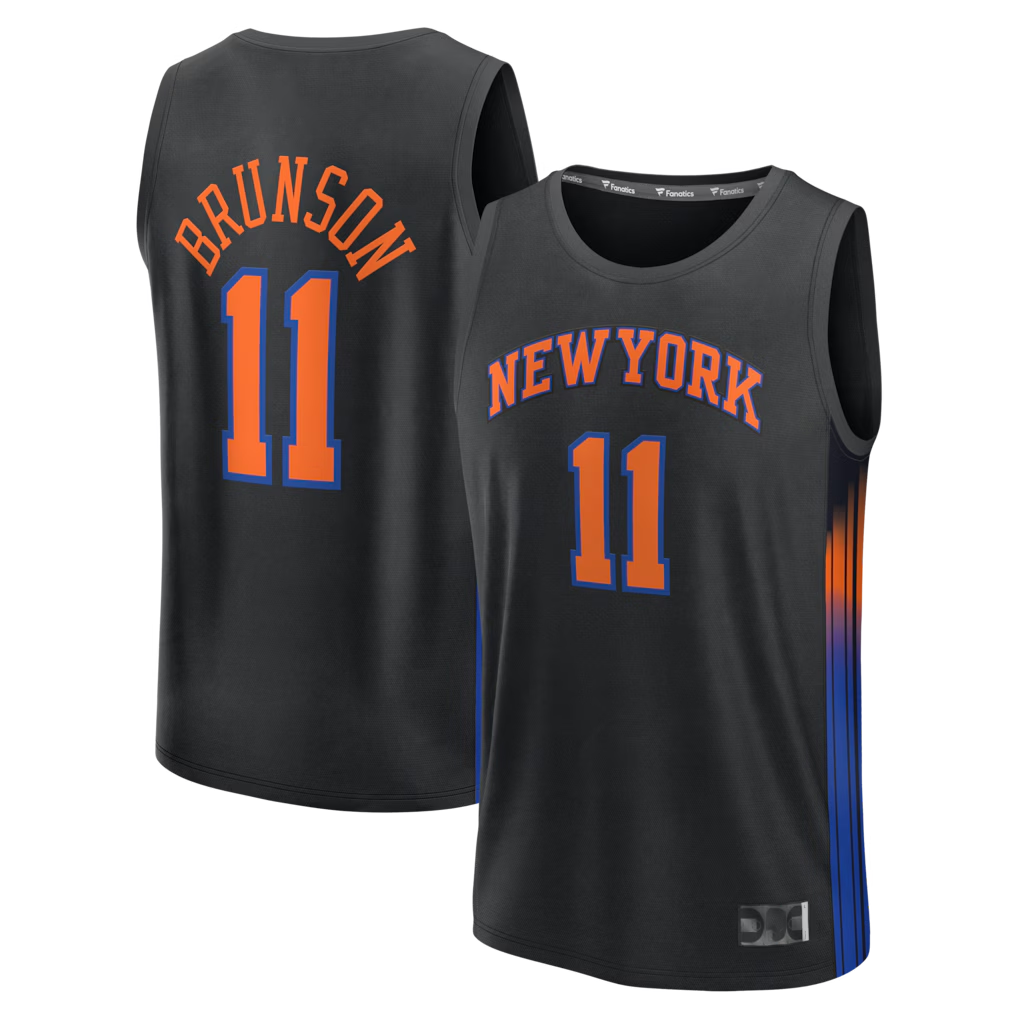 Johmsee NY.Knicks #11 Jalen Brunson  Black Fast Break Jerseys - Statement Edition