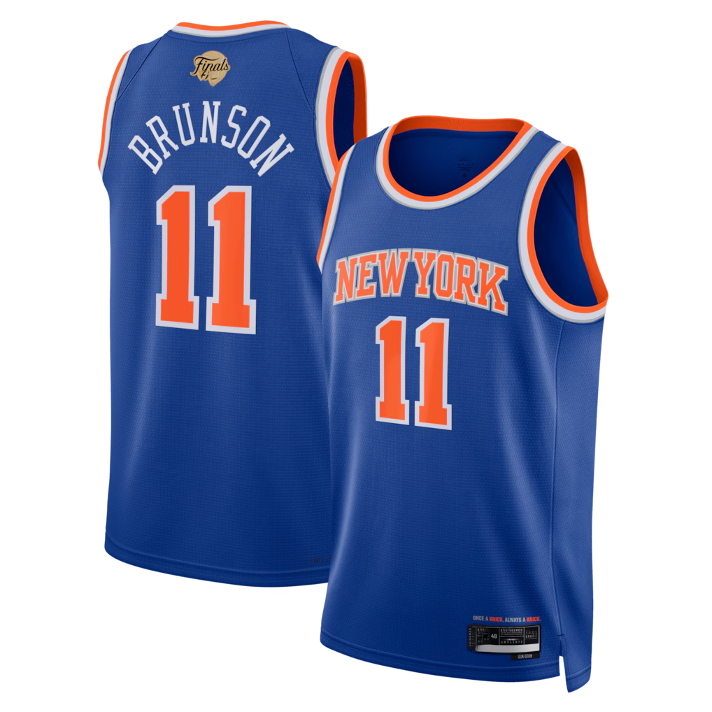 Johmsee NY.Knicks #11 Jalen Brunson  Blue 2026  Finals Patch Swingman Jerseys - Icon Edition